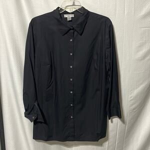 Sutton Studio 2x black long sleeve 💯 cotton button down blouse worn once euc